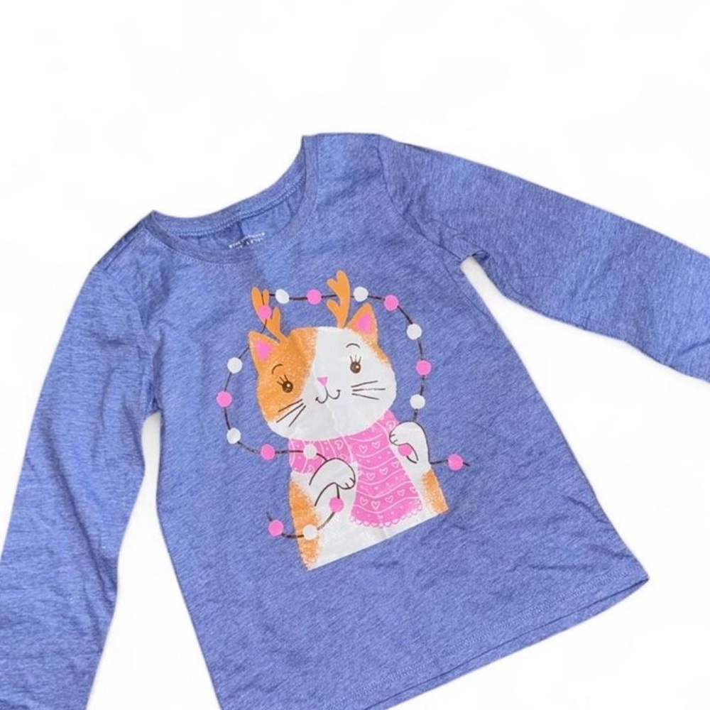 The Children's Place Blue Long Sleeve Tee with Festive Cat